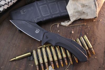 Fox Knives Shadow 3.75&quot; Framelock Flipper / Black Titanium / Black Elmax ( Pre Owned )