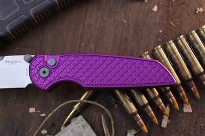 Pro-Tech TR-3 Integrity 3.5" Button Lock Folder / Purple Relic Textured Aluminum / Stonewashed S35VN