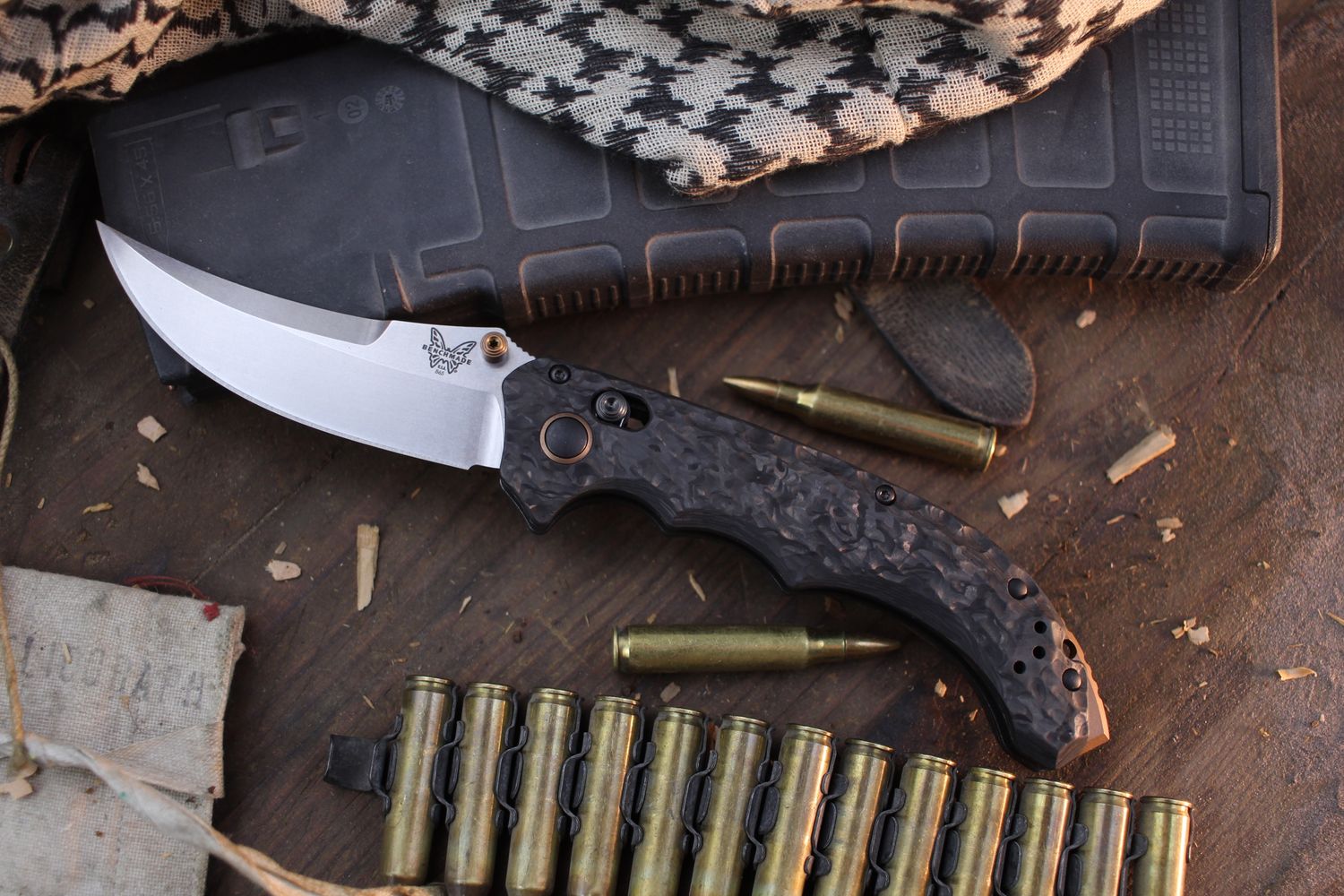 Benchmade Mini Bedlam 3.5&quot; AXIS Lock Folder / Marbled Carbon Fiber / Satin CPM-S90V