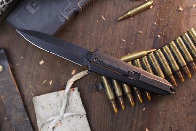 We Knife Co Diatomic 3.78&quot; Framelock Flipper / Acid Etched Black Titanium / Acid Etched Black 20CV ( Pre Owned )