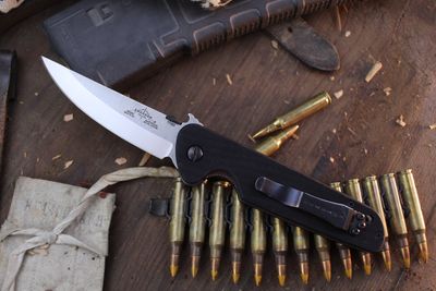 Emerson Tactical Kwaiken 3.9&quot; Wave Hook Liner Lock Folder / Black G-10 / Stonewash 154CM ( Pre Owned )