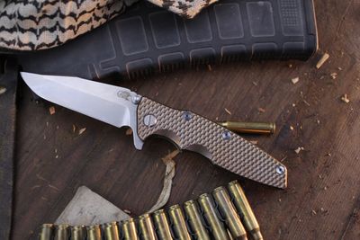 Hinderer Eklipse 3.5&quot; Framelock Flipper / Textured Battle Bronze Titanium / Stonewashed Harpoon Spanto S45VN ( Pre Owned )