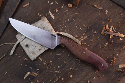 Mark Couch 4.25” Large Camp Utility / Purple Heartwood / Satin Forged CruForge-V