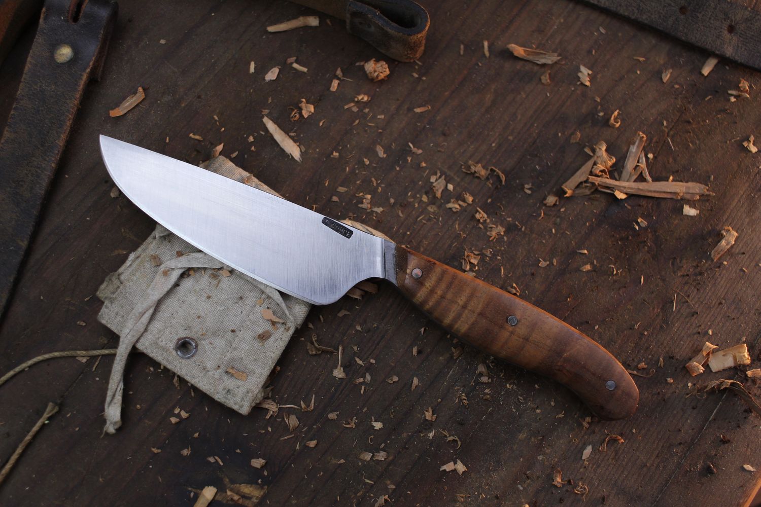 Mark Couch 4” Camp Utility / Koa Wood / Satin Forged CruForge-V