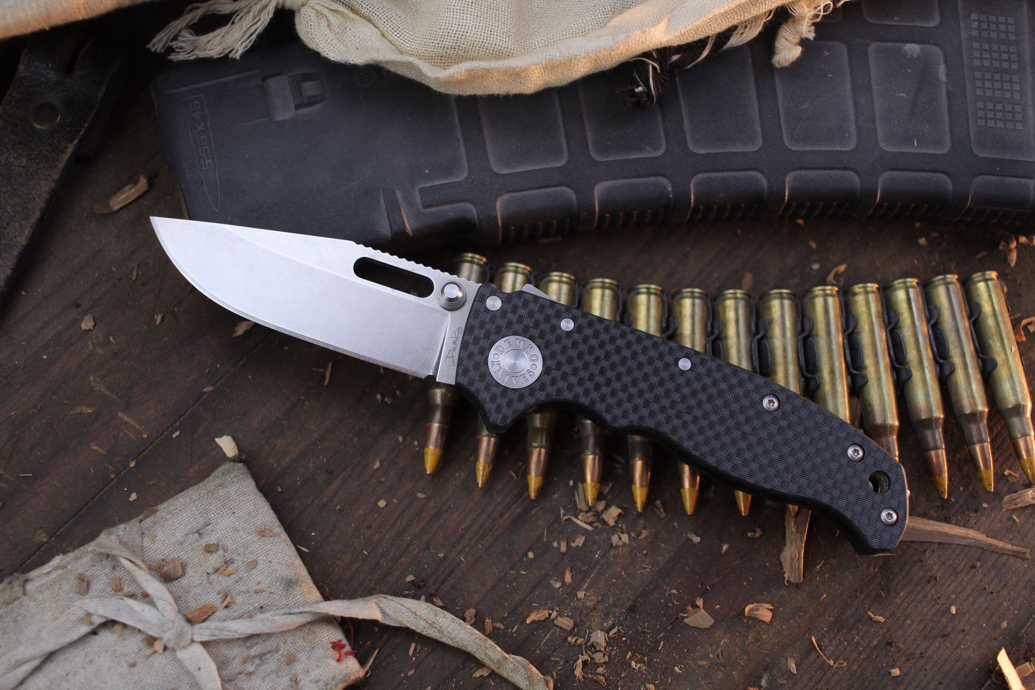 Demko Knives AD 20.5 3.2&quot; Shark Lock Folder / Carbon Fiber / Stonewashed 20CV ( Pre Owned )