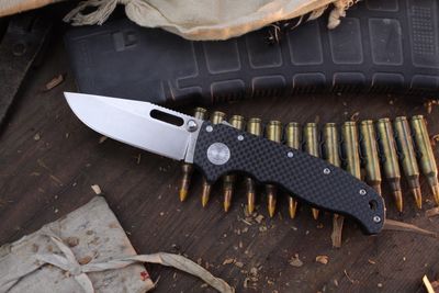 Demko Knives AD 20.5 3.2&quot; Shark Lock Folder / Carbon Fiber / Stonewashed 20CV ( Pre Owned )