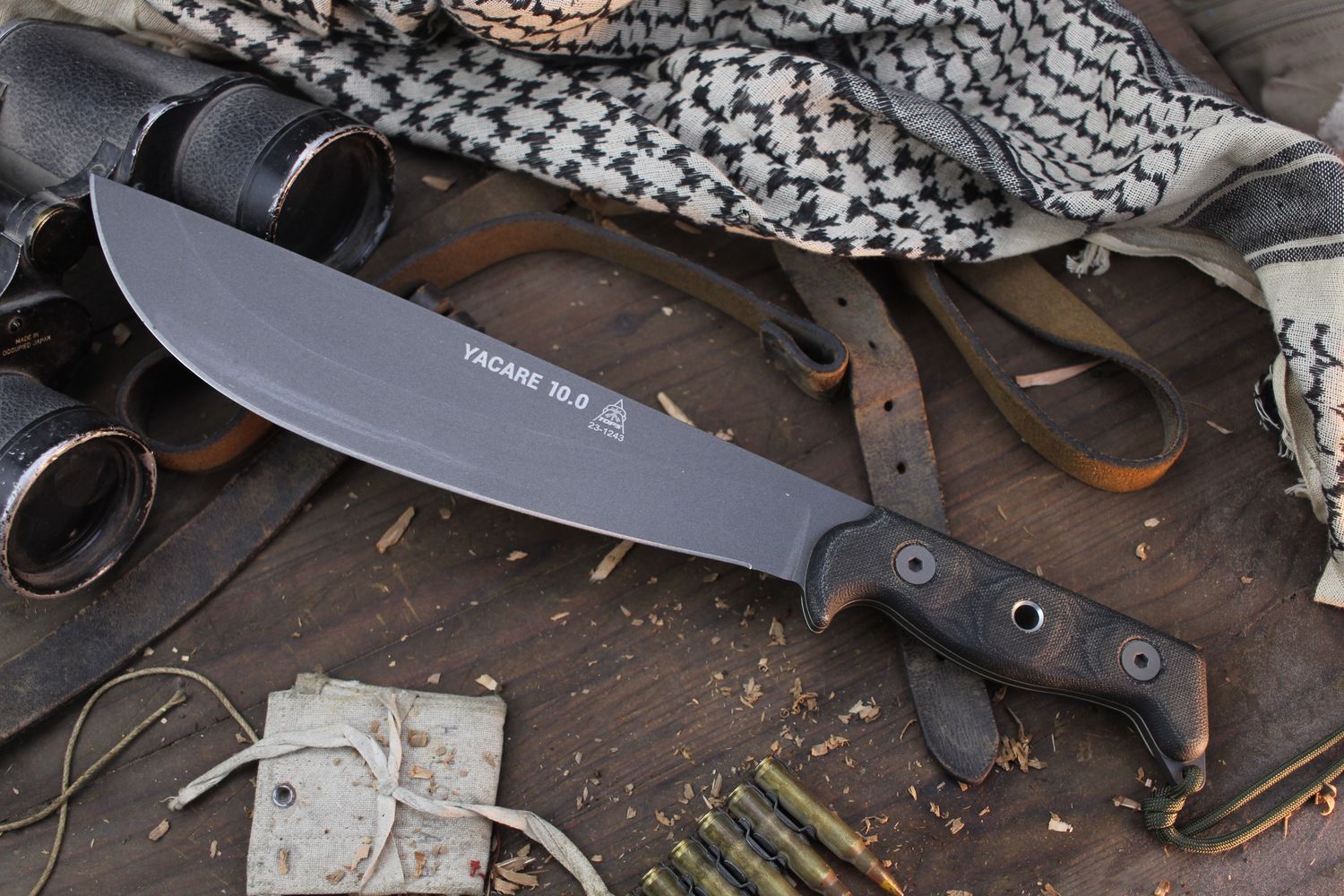 Tops Knives Yacare 10.0 10.1&quot; Fixed Blade / Black G10 / Acidwashed 1095 ( Pre Owned )