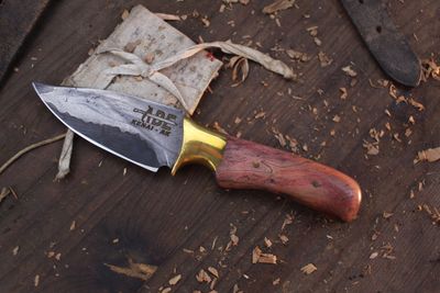 Abe Knives Small 3” Clip Point Hunter / Stabilized Dyed Birch / Forged 80CRV2 &amp; 15N20 San Mai