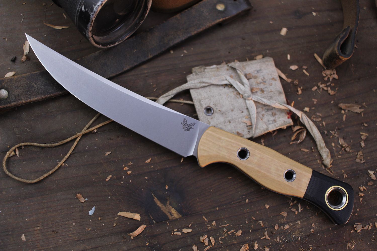 Benchmade Meatcrafter 6.08 Fixed Blade / Maple Valley Richlite &amp; Black G-10 / Stonewashed CPM-154