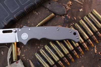 Demko AD20.5 Clip Point 3.2" Shark Lock Folder / Gun Metal Gray Cerakote Titanium / Stonewashed 20CV