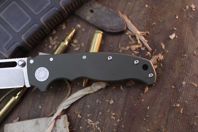 Demko AD20.5 Shark Foot 3.2" Shark Lock Folder / OD Green Cerakote Titanium / Stonewashed 20CV