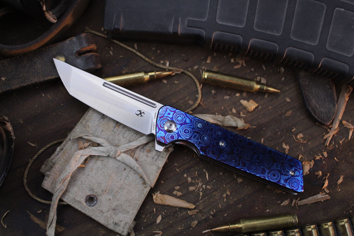 KANSEPT Anomaly 3.1&quot; Tanto Frame Lock Flipper / Timascus / Satin S35Vn ( Pre Owned )