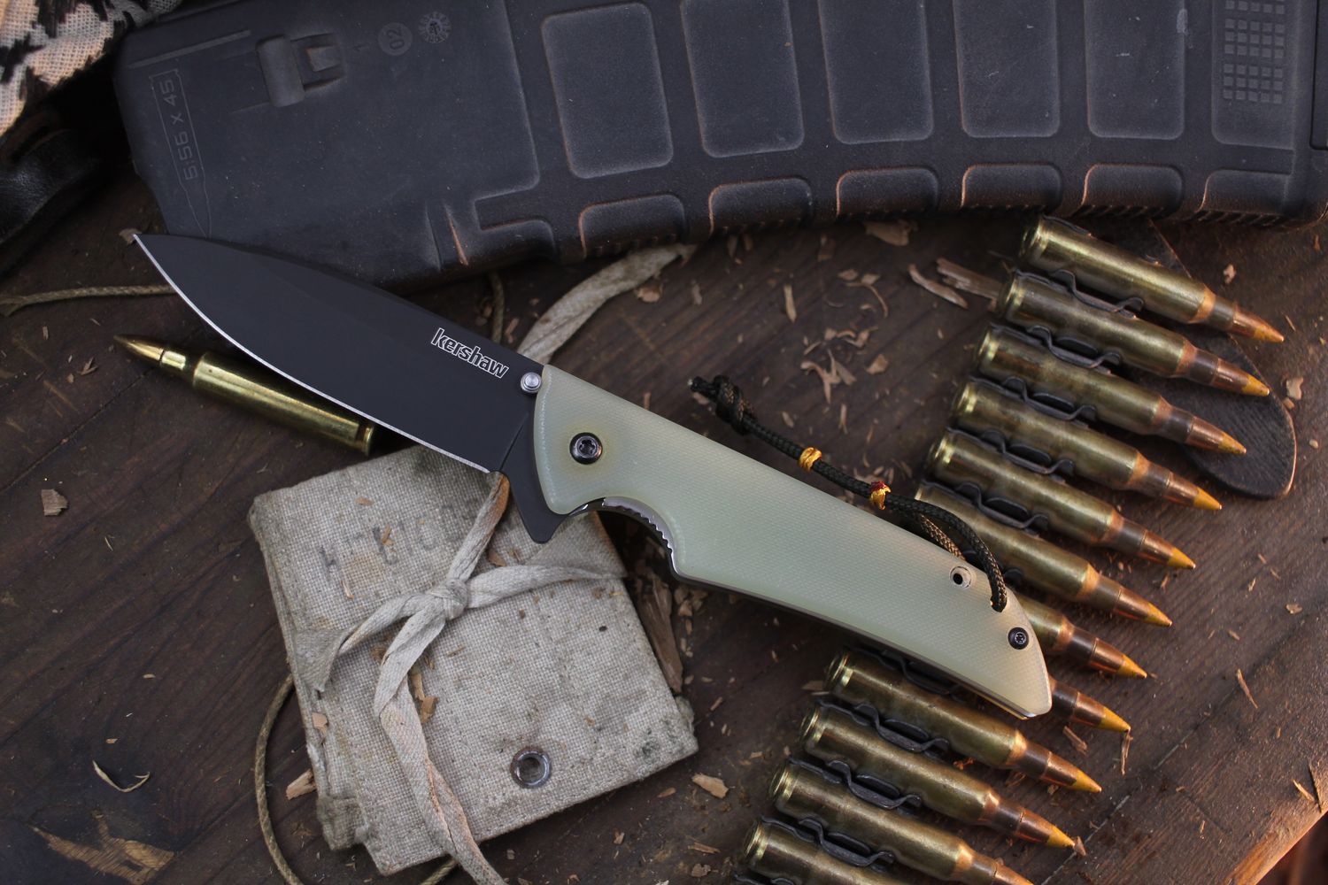 Kershaw Skyline 3.125&quot; Liner Lock Flipper / Jade G-10 / Black 14C28N ( Pre Owned )