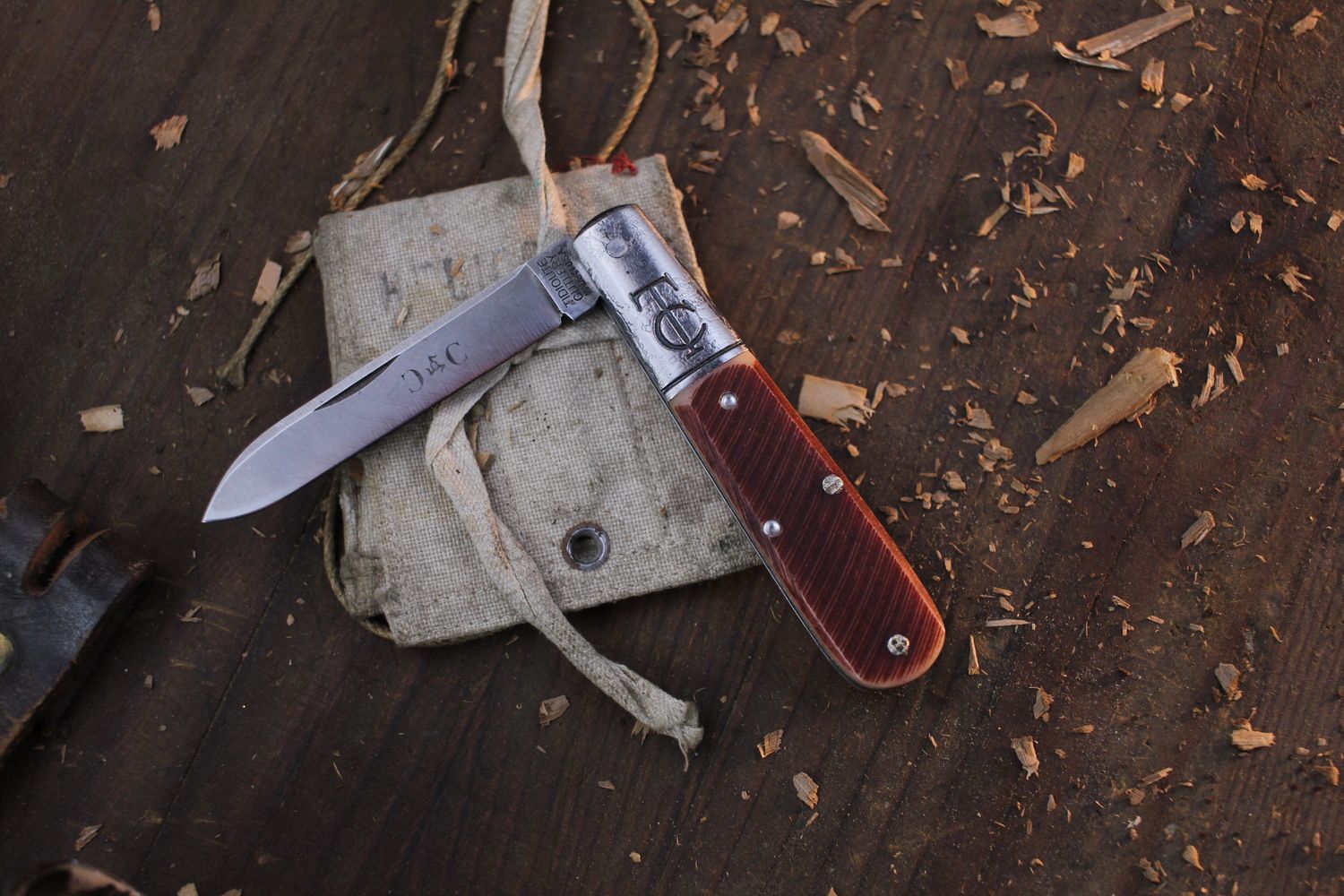 GEC #15 Tidioute Cutlery Ancient Barlow 3&quot; Slip Joint Knife / Muscadine Sawcut Bone / 1095 ( Pre Owned )