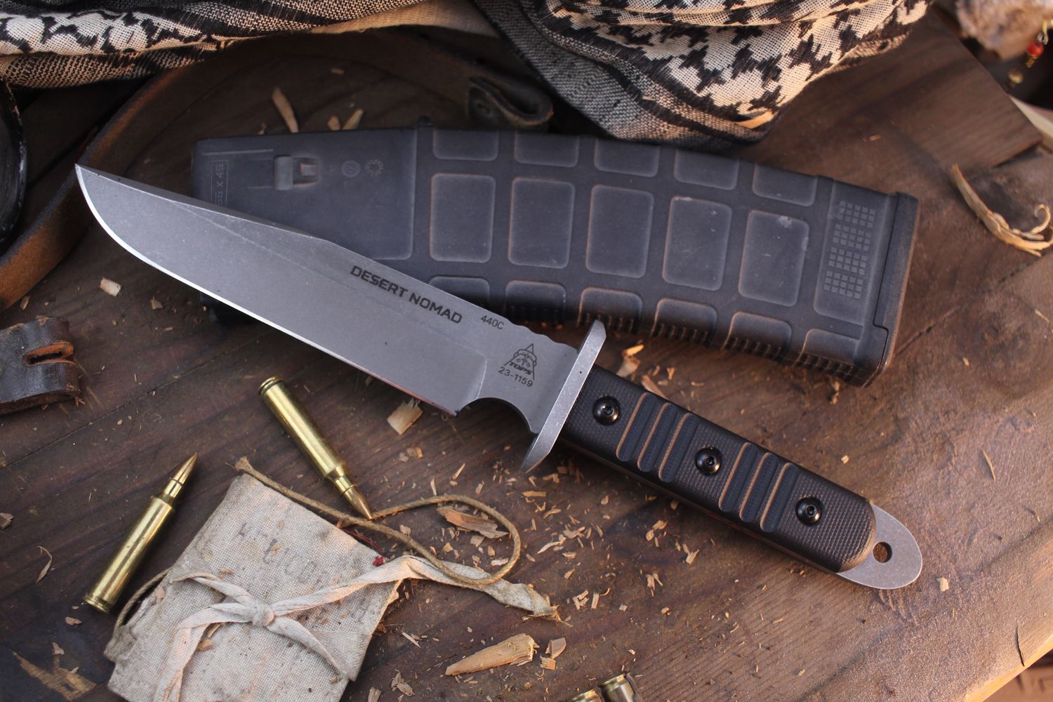 TOPS Desert Nomad 6.6&quot; Fixed Blade / Black G-10 / Stonewashed 440C ( Pre Owned )