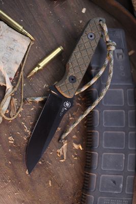 Spartan Blades Alala 3.75" Fixed Blade / Green Micarta / Black 1095 ( Pre Owned )