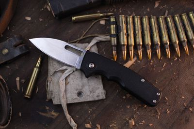 Demko Knives Shark Cub 2.5&quot; Slicer Shark Lock Folder / Black GRN / Stonewashed AUS-10A ( Pre Owned )