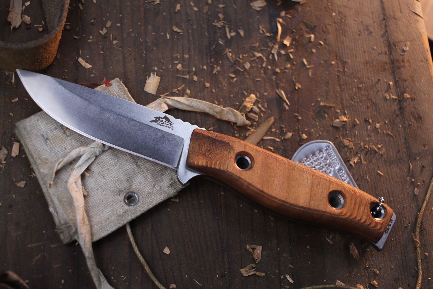 3DK MAK 4&quot; Fixed Drop Point, K110 Blade / Cherry Wood Handle
