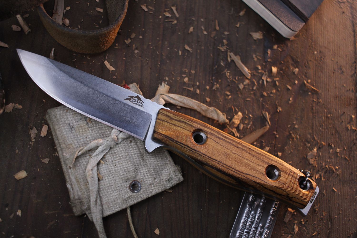 3DK MAK 4&quot; Fixed Drop Point, M390 Blade /  Zebra Wood Handle
