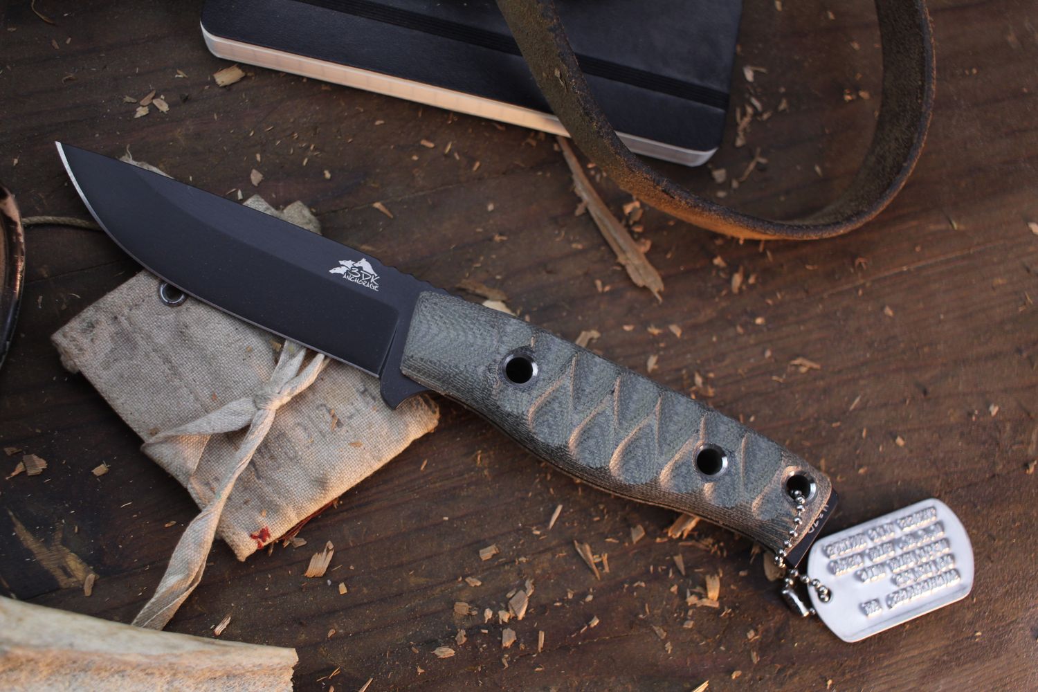 3DK MAK 4&quot; Fixed Drop Point, Black Cerakote M390 Blade / Black Micarta Handle