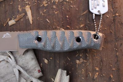 3DK MAK 4" Fixed Drop Point, Desert Tan Cerakote M390 Blade / Black Micarta handle