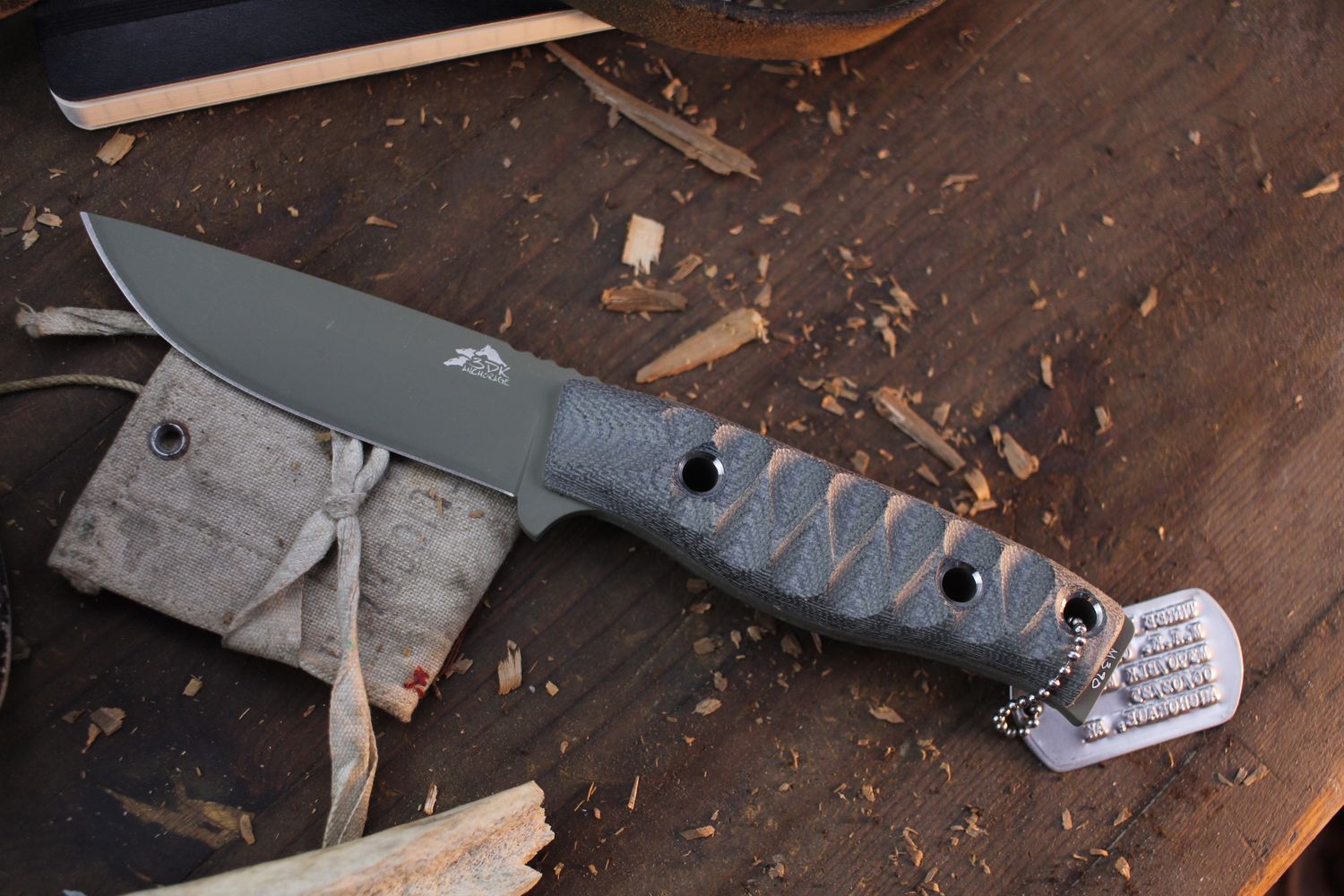 3DK MAK 4&quot; Fixed Drop Point, OD Green Cerakote M390 Blade / Black Micarta Handle