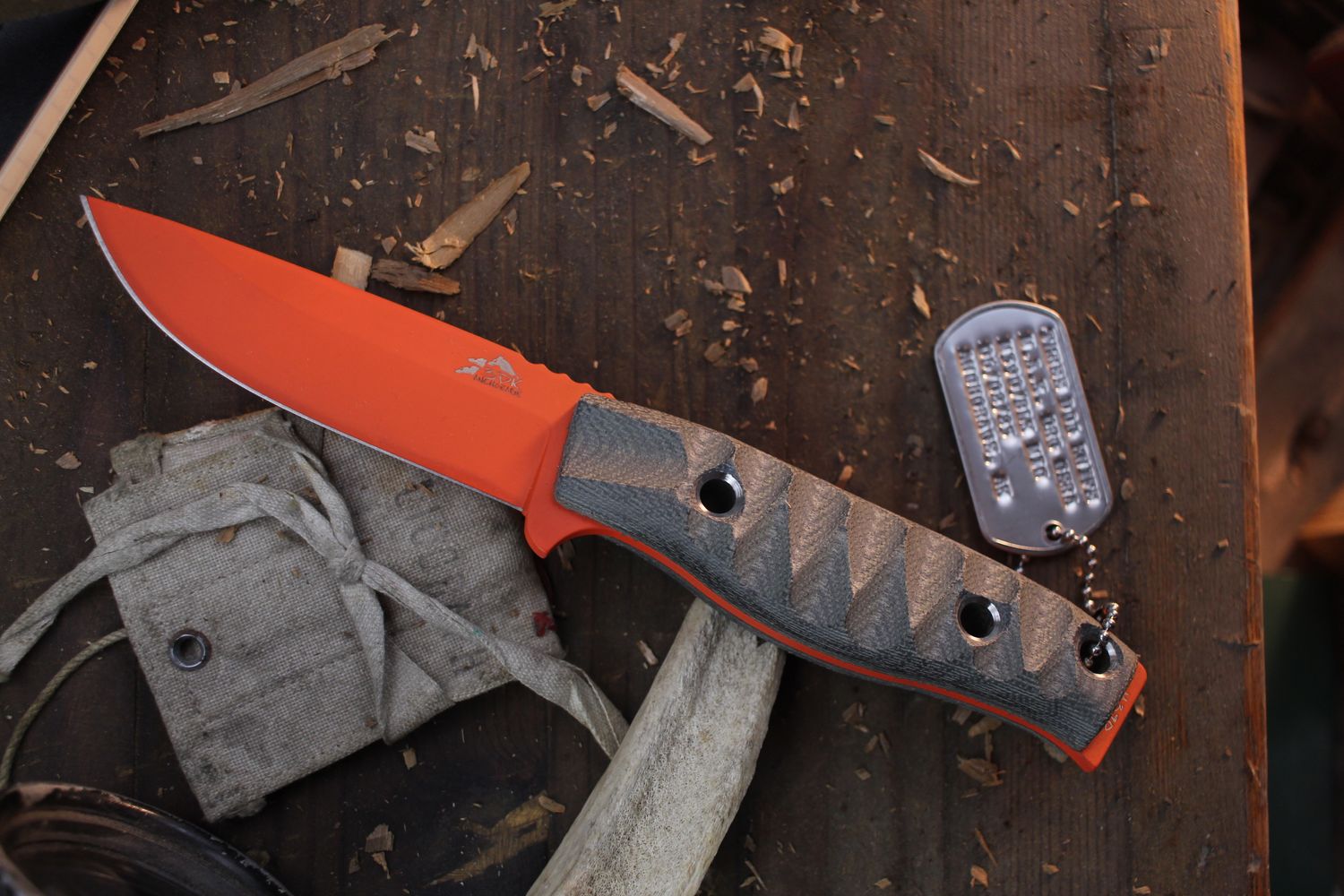 3DK MAK 4&quot; Fixed Drop Point, Hunter Orange Cerakote K110 Blade / Black Micarta Handle