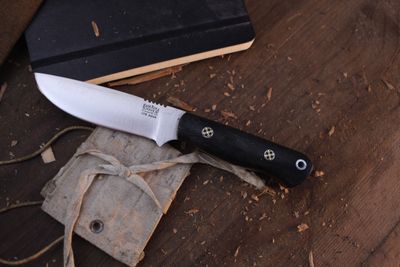 Bark River Knives Bravo Necker 3" Fixed Blade / Black Micarta / Satin S45VN ( Pre Owned )