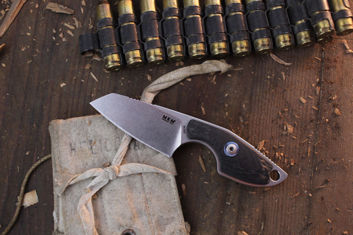 MKM Mikro 2 1.97&quot; Fixed Blade / Carbon Fiber / Stonewashed M390 ( Pre Owned )