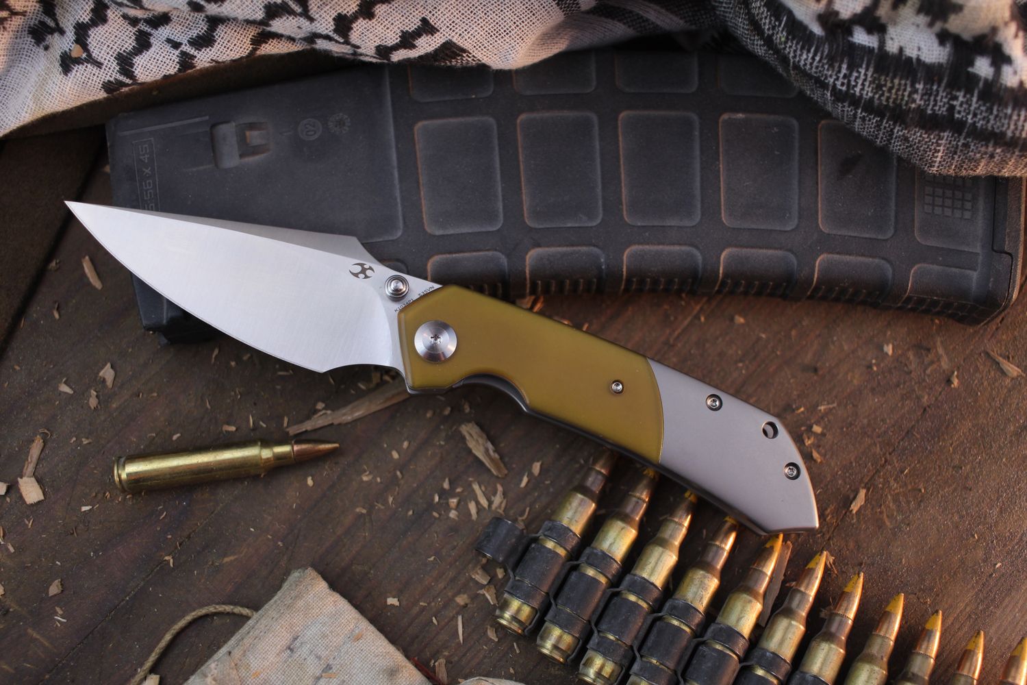 KANSEPT Fenrir 3.48&quot; Linerlock Front Flipper / Titanium &amp; Ultem Inlays / Satin S35VN ( Pre Owned )