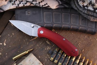 Case Westline 3.2&quot; Assisted Linerlock Folder / Red Anodized Aluminum / Stonewashed S35VN ( Pre Owned )