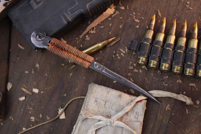 RMJ Tactical Gold Point Forge Thistle / Leather Cord / Forged W1