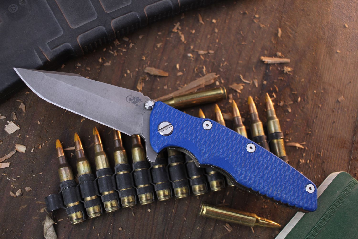 Hinderer Eklipse 3.5&quot; Framelock Flipper / Blue G-10 &amp; Battle Bronze Titanium / Stonewashed Harpoon Spanto 20CV ( Pre Owned )