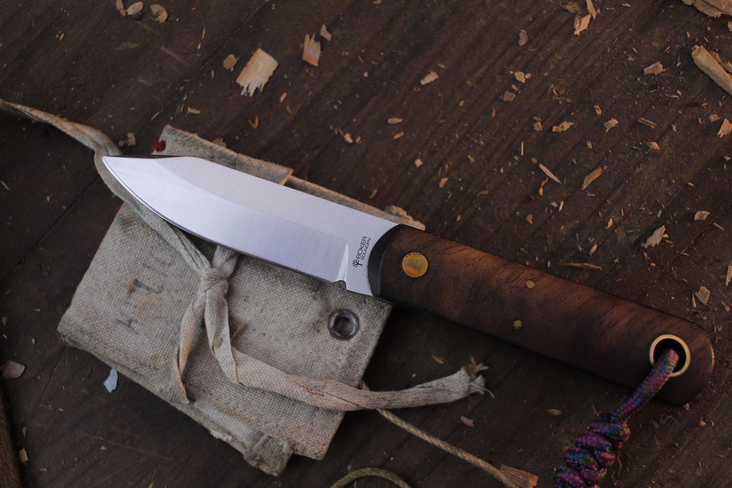 Boker Solingen Burnley Barlow BFF 2.76&quot; Fixed Blade / Walnut / Satin AEB-L ( Pre Owned )