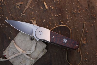 Finch Knives Cherry Bomb 2.6" Framelock Flipper / Snakewood &amp; Milled Titanium Clip / Blackwashed 154CM