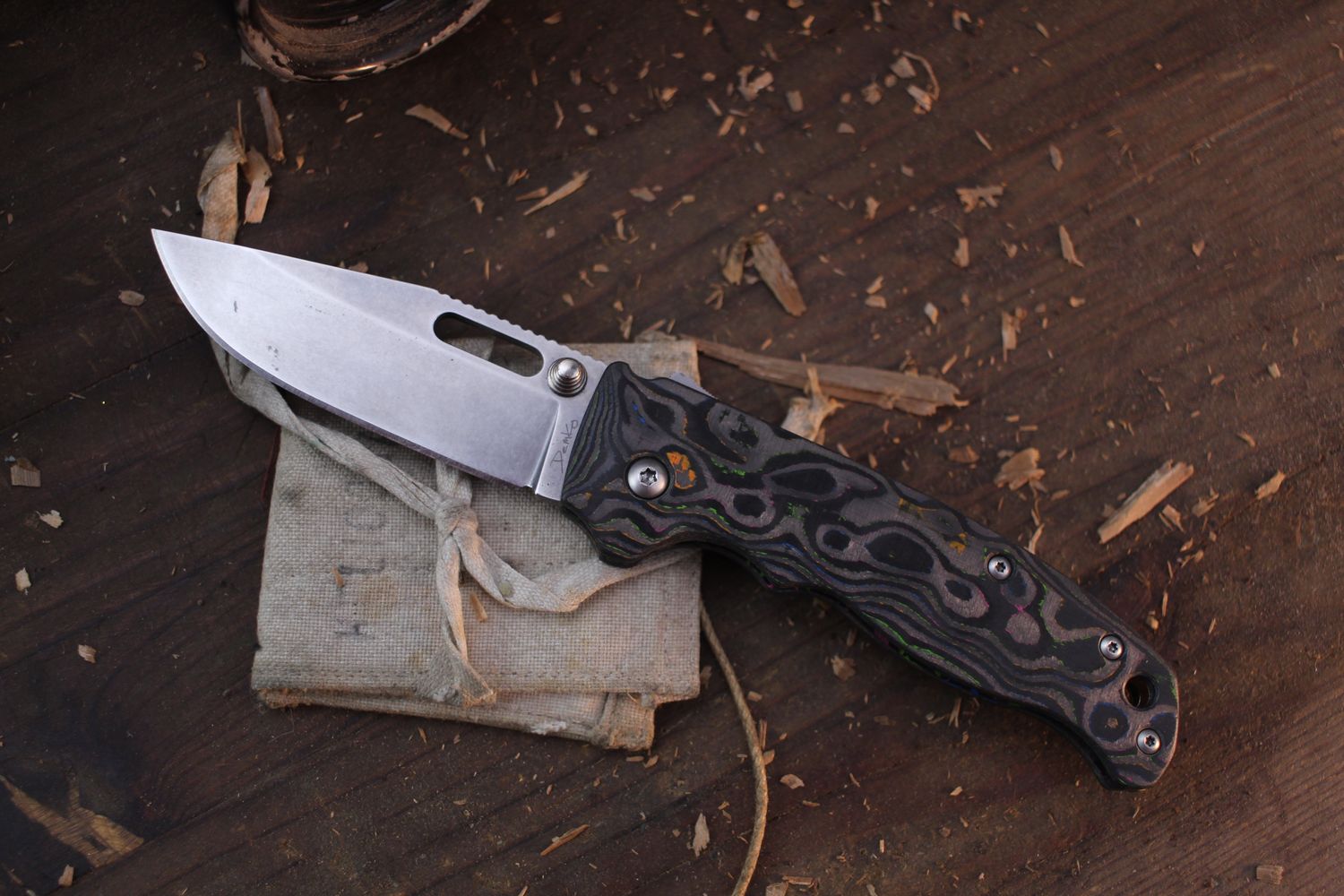 Demko Knives AD 20.5 3.2&quot; Shark Lock Folder / Carbon Fiber / Stonewashed D2 ( Pre Owned )