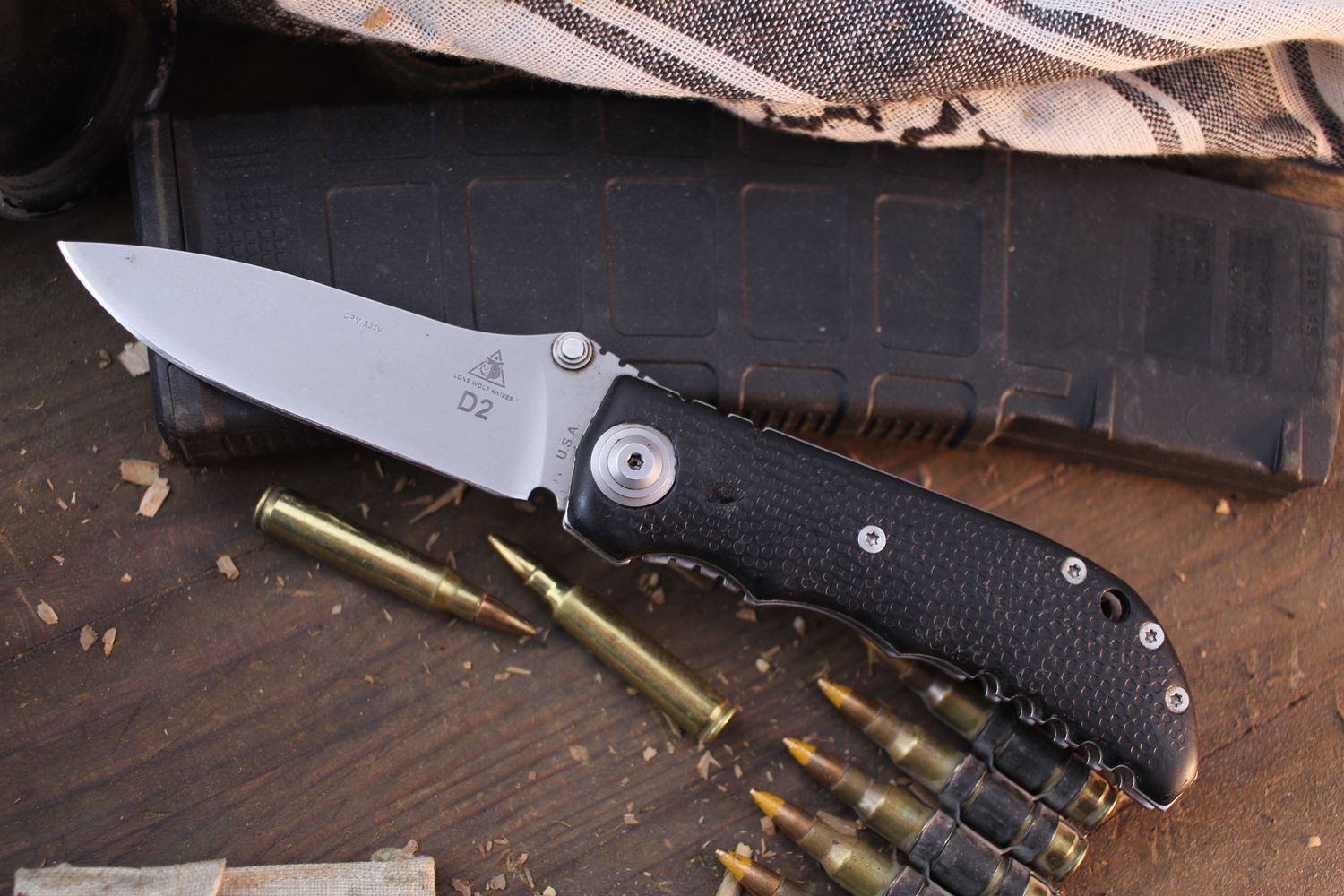 Lone Wolf Harsey 3.875&quot; D/A Auto Linerlock Folder / Sure Grip Nylon / Bead Blasted S30V ( Pre Owned )