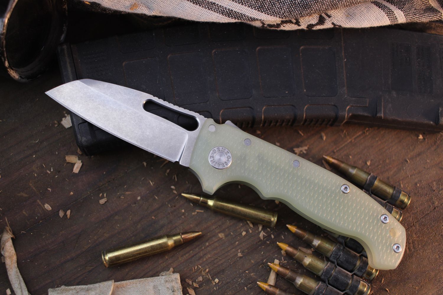 Demko MG AD20S 3.6&quot; Shark Lock Folder / Jade G-10 / Stonewashed M4 ( Pre Owned )