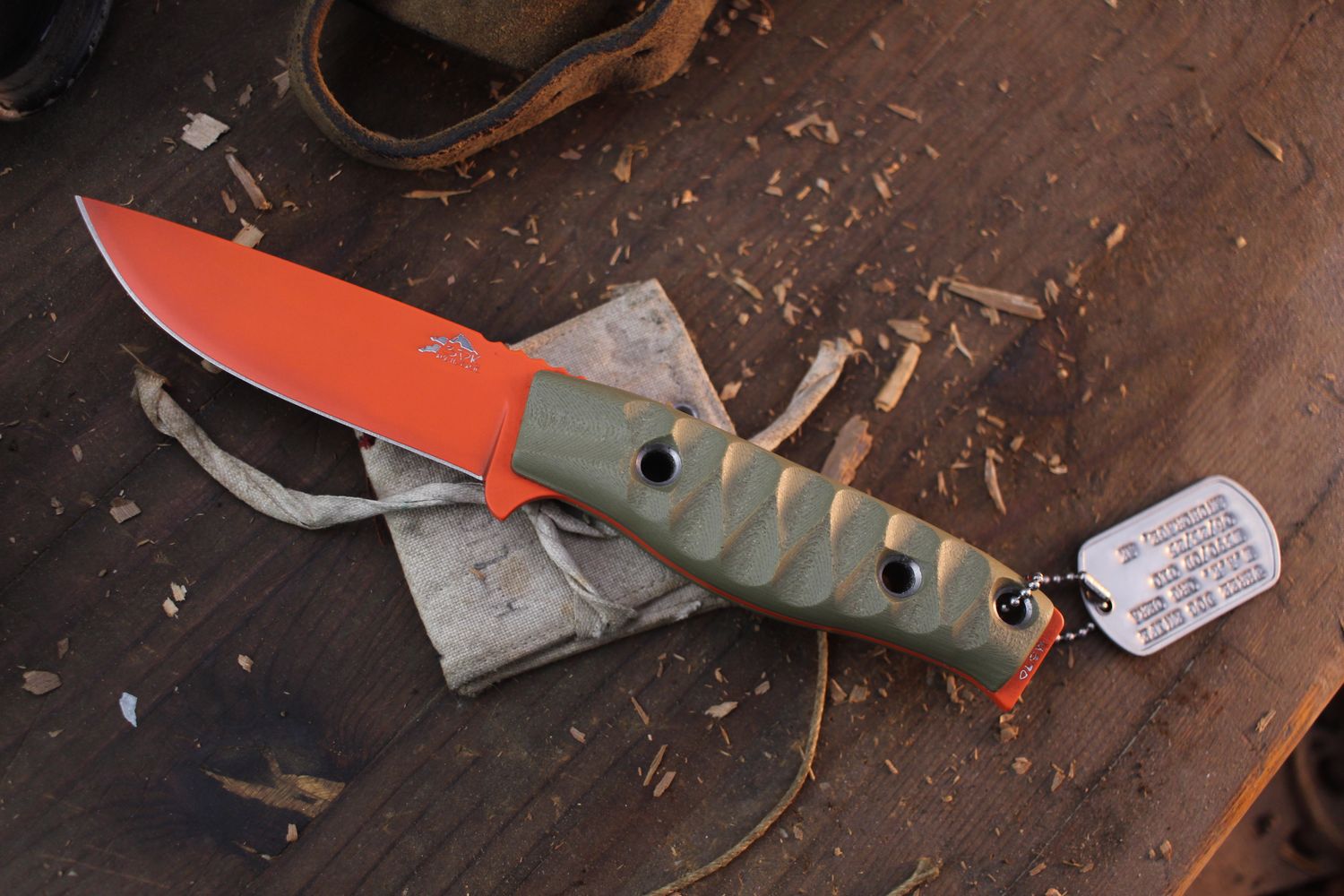 3DK MAK 4&quot; Fixed Drop Point, Hunter Orange Cerakote K110 Blade / OD Green G10 handle