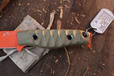 3DK MAK 4&quot; Fixed Drop Point, Hunter Orange Cerakote M390 Blade / OD Green G10 Handle