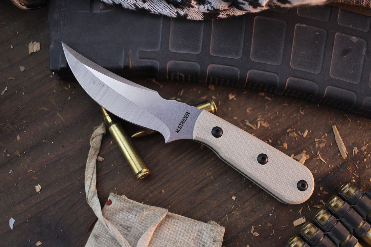 Strider MSK Steak Knife 3.625&quot; Fixed Blade / Urban Tan G-10 / Stonewashed PSB27 ( Pre Owned )