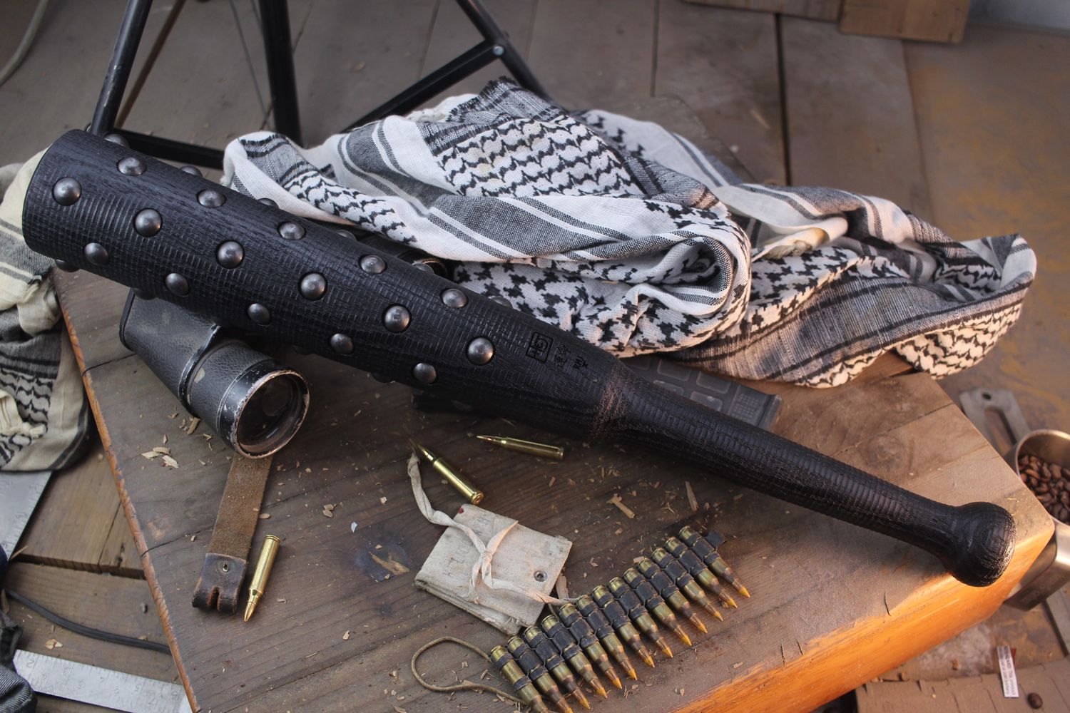 RMJ Tactical &amp; Gold Point Forge Tetsubo 23.375&quot; War Club / Black Hickory &amp; Iron Studs ( Pre Owned )