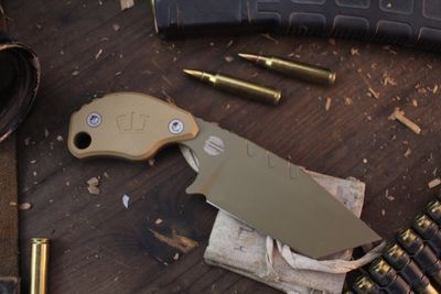 Black Side Customs &amp; Strider Collaboration SLCC 3.75" Fixed Blade / Tan G10 / Tan CTS-XHP ( Pre Owned )
