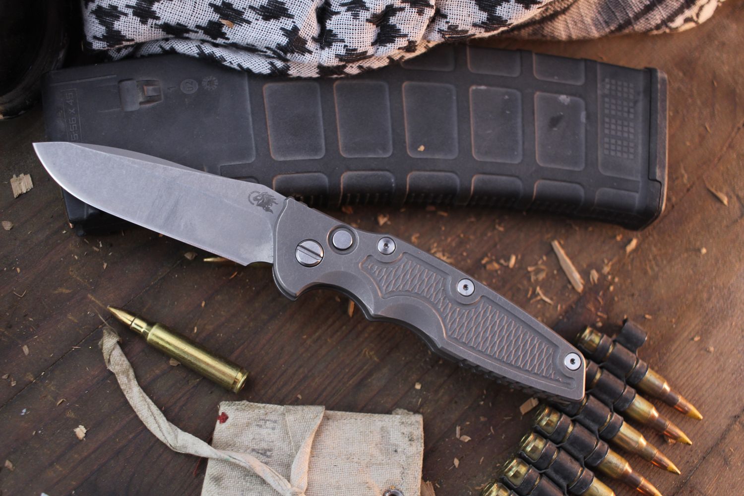 Hinderer Eklipse 3.5” AUTO Buttonlock Folder / Working Finish Titanium / Working Finish S45VN Spearpoint ( Pre Owned )