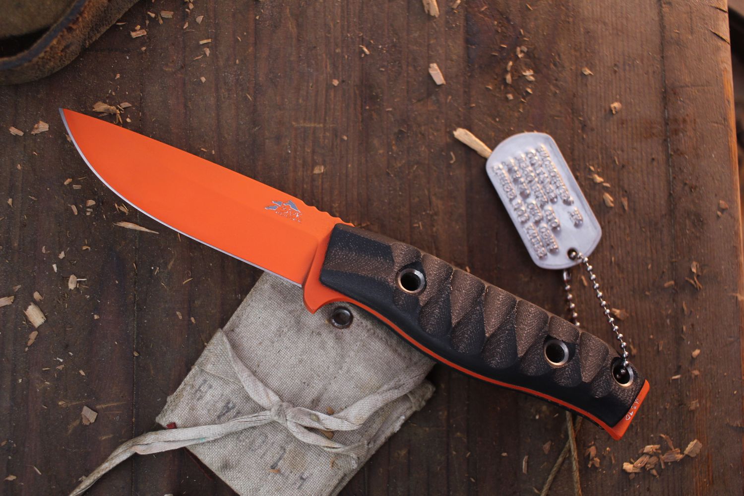3DK MAK 4&quot; Fixed Drop Point, Hunter Orange Cerakote K110 Blade / Black G10 handle