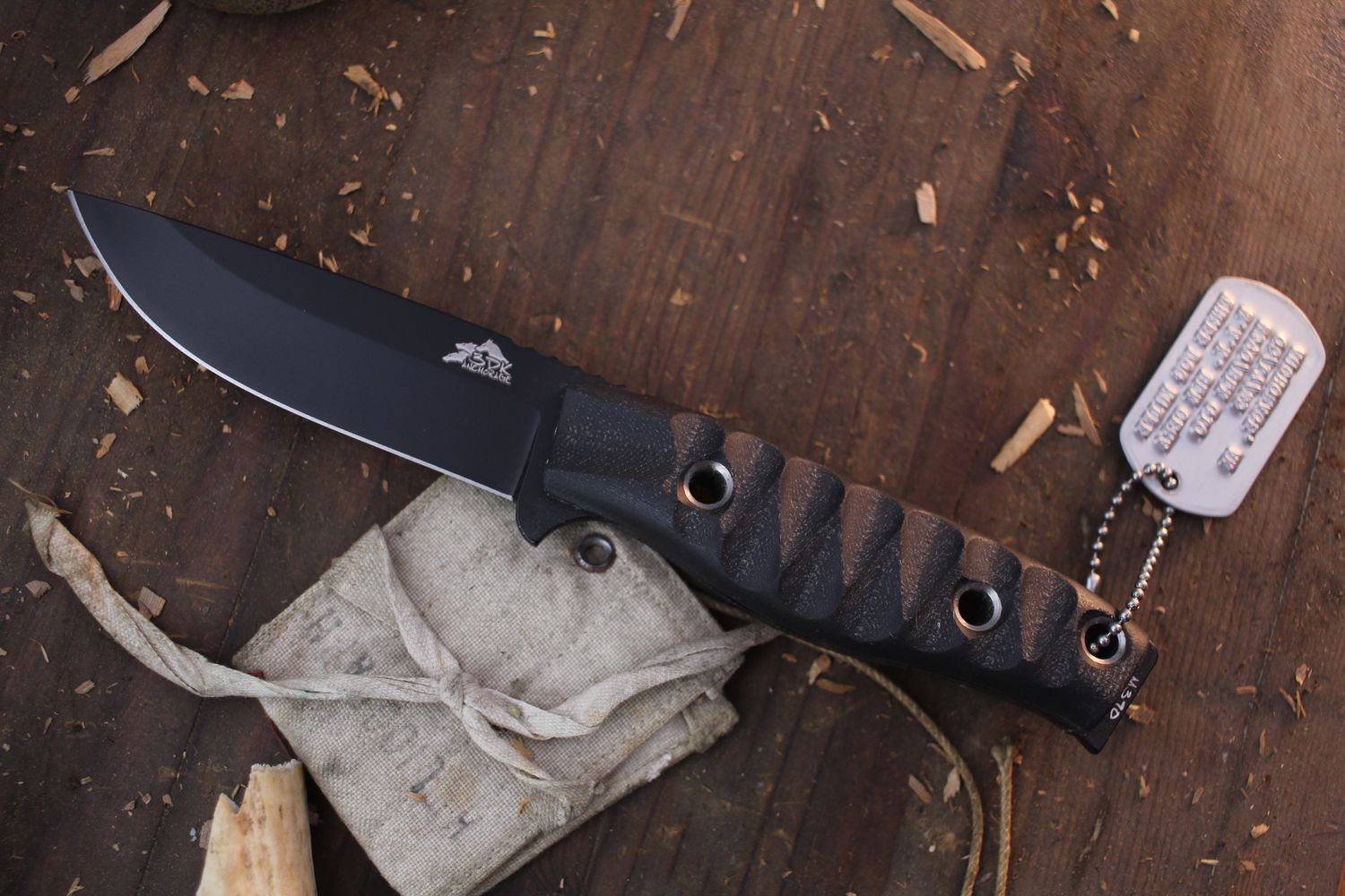 3DK MAK 4&quot; Fixed Drop Point, Black Cerakote K110 Blade / Black G10 handle