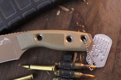 3DK Riot 3.7" Fixed Tanto Point, Desert Tan Cerakote K110 Blade / Desert Tan G10 handle