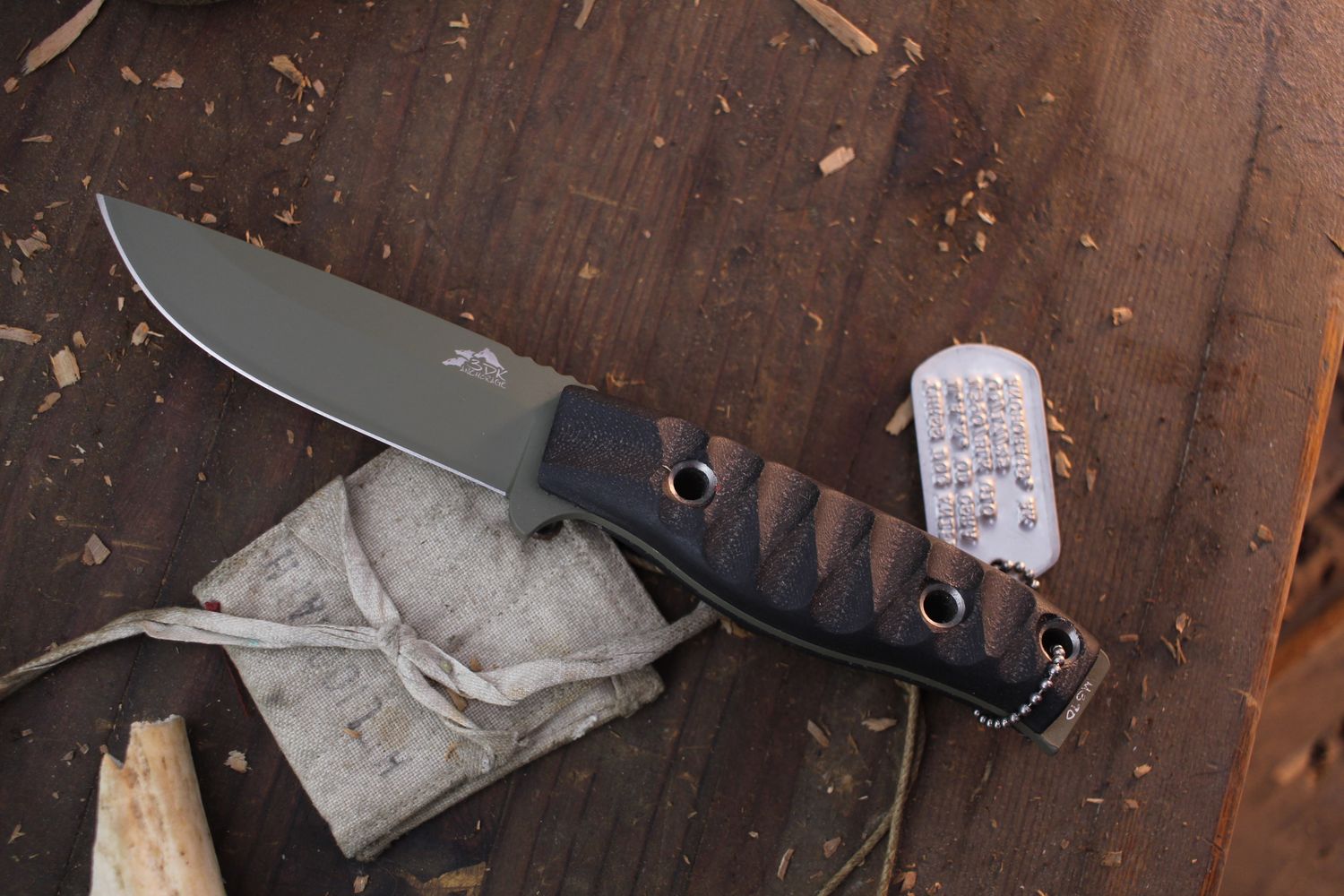 3DK MAK 4&quot; Fixed Drop Point, OD Green Cerakote K110 Blade / Black G10 handle