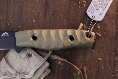 3DK MAK 4" Fixed Drop Point, Black Cerakote M390 Blade / OD Green G10 Handle