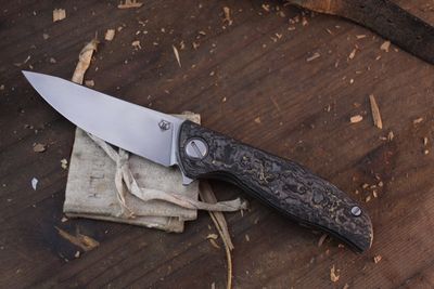 Shirogorov Recon 1 Exclusive Hati Gen 3 3.75&quot; Linerlock Flipper / TechnoCarbon  / Bead Blasted MagnaCut ( Pre Owned )